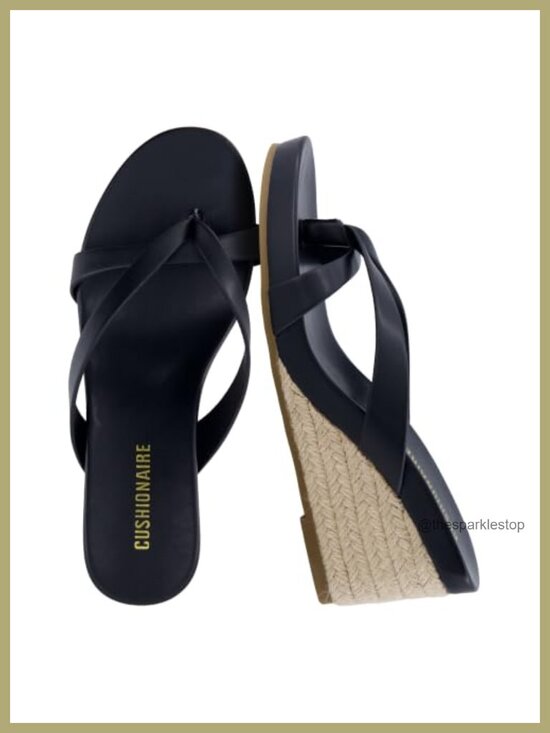 Shoes - Cushionaire Women's Espadrille Wedge Sandals, Thong Platform Flip Flops with